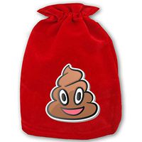 Christmas Smiling Poo Drawstring Gift Bags 1 Pack, Santa Sack for Party Favors and Candy