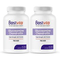 Glucosamine & Chondroitin Sulfate 750/600 Triple Strength (500 Tablets) (250 x 2) - Joint Support - No Stearates - Gluten Free