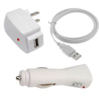 BIRUGEAR USB Car Charger + USB Home Travel Charger + USB Data Cable for HTC Sensation 4G