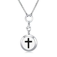 Mesinya (1'' )Essential Oil Diffuser Necklace Aroma Hypo-Allergenic Magnetic Locket Pendant With 20'' Chain&Pads (Cross)
