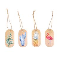 STOBOK 200pcs Kraft Paper Gift Tags Labels with String Flamingos Cactus Pineapple Green Leaf Wedding Birthday Baby Shower Supplies
