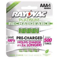 Platinum Pre-Charged Rechargeable Batteries, NiMH, AAA, 4 per pack