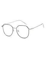 Sirain Blue Light Blocking Round Frame Glasses Anti Blue Ray Computer Game Eyeglasses (Black-Silver-2)