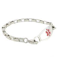 N Style ID Medical Id Bracelet Women Hipster Personalized Stainless Steel -Red 8.25