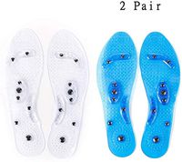 Massaging Insoles,Acupressure Magnetic Massage Foot Therapy Reflexology Pain Relief Shoe Insoles Washable and Cutable 2 Pair (White and Blue)
