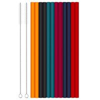 12 Pcs Eco Friendly Silicone Straws with 2 cleaning Brushes,Reusable Silicone Drinking Straws,for 30oz and 20oz Tumblers, Rtic,Yeti, Ozark, (Pure Multicolor, Opaque, 10 inches)