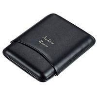 Personalized Carmora Black Leather 5-Cigar Case - Free Laser Engraving