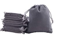 Sansam 20pcs Grey Drawstrings Velvet Bags for Jewelry, Gift, Wedding Favors, Candy Bags, Party Favors, 5.2x7.2''