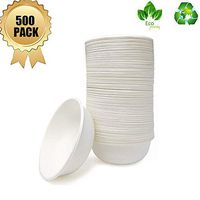 OURhome 100% Natural Bowls Sugarcane Biodegradable Compostable Bagasse, Eco-Friendly Paper Alternative - Great for Picnics, BBQs,and Parties - Pack of 500