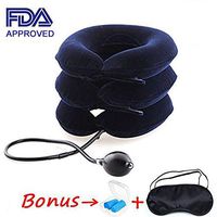Cervical Neck Traction Device FDA Approved, MHKBD® Inflatable Adjustable Neck Stretcher Collar Traction Pillow, Relief for Neck Shoulder Back Pain Alleviate Spine Compression Pinched Nerve, Blue