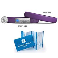 MedicBand Medical Alert ID Bracelet - Purple (lg). Free Engraving. 8 Vibrant Colors! Free Shipping.