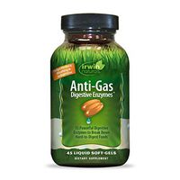 Irwin Naturals Anti-Gas Daily Digestive Enzymes - Powerful Botanical Blend Reduces Gas, Bloating, Indigestion with Bromelain & Papain - 45 Liquid Softgels