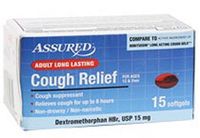 Assured Adult Long Lasting Cough Relief DXM HBr softgels 15mg Dextromethorphan