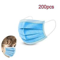 GAK Anti Dust 3-Ply Blue Face Masks 200 Pcs Elastic Earloop Breathable Dust Mask Mouth Cover Safety Mask Protection from Dust Pollen Pet Dander, Other Airborne Irritants