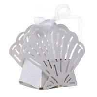 Tinksky Wedding Birthday Party Favor Candy Gift Boxes Bomboniere Gags Laser Cut Sea Shells Beach Themed,Pack of 50 (White)