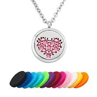 Third Time Charm Heart Love Aromatherapy Essential Oil Diffuser Necklace I Love You For Always And Forever Engraved Locket Pendant, 12 Refill Pads