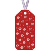 100ct Vintage Red Snowflake Gift Tags with Silver Ribbon for Christmas