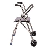 Rollators & Walkers Rolling Walkers Elderly Walker Wheeled Walking Aid Four-Legged Booster Foldable Walking Frame with Seat Zimmer Frame (Color : Silver, Size : 50x56x80cm)