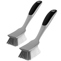 MR.SIGA Dish Brush with Non Slip Handle Built-in Scraper, Scrub Brush for Dish, Pans, Pots, Kitchen Sink Cleaning, 2 Pack