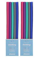 Just Bright Reusable Drinking Straws, 10 Colorful Straws - Flexible Silicone Straws For Drinks & Smoothies - Fits 20 oz & 30 oz Tumblers, Bottles, Glasses & More - Reusable Straws Reduce Plastic Waste