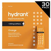 Hydrant+ Caffeine & L-Theanine Orange Rapid Hydration Drink Mix, Electrolyte Powder, Jumpstart Your Morning Drink Blend w. Zinc, Simple Ingredients, Vegan, 30pk