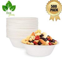 OURhome Disposable Bowls 500 Pack, Disposable Biodegradable Bowls Compostable Bowls, Eco Friendly Bowls, Alternative to Paper & Plastic Bowls for Picnics, BBQs,and Parties