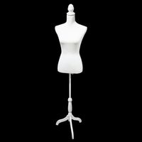 Female Dress Form Mannequin Torso Body with Adjustable Tripod Stand for Dress Display (All White)