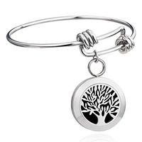 BESTTERN Essential Oil Diffuser Bracelet - 20mm Stainless Steel Aromatherapy Locket Bangle Bracelets Diffuser Jewelry for Women Girls, Free 8 Color Felt Pad, Tree of Life