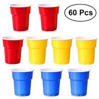 ROSENICE 60Pcs 200ml Disposable Plastic Party Cups Colorful Thickened Plastic Tumblers for Adults Kids (Red, Blue and Yellow)