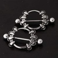 1 Pair 316L Stainless Steel Retro Crystal Dangle Nipple Piercing Rings Bar 14G Beauty For gift Womans Party Accessory Trendy Women Elegant | Color - Style 6