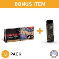 Kashmir Rolling Papers - Unbleached 1 1/2 (3) with LED Lighter