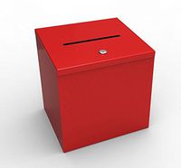 FixtureDisplays Box, Red Metal Donation Suggestion 9 x 9 x 9 10918 10918-RED