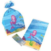 Mermaid Cello Cellophane Bags - Pack of 12 (Includes Twist Ties)