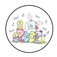 HotSaleStore Sticker Seals 48 Easter Bunny Chicks PEEP Envelope Seals Labels Stickers 1.2" Round