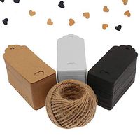 Waycreat 300 PCS Kraft Paper Gift Tags Labels with String Black White Brown