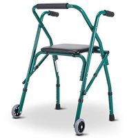 Jonigo Elderly Assisted Walker Four-Legged Wheeled Cane Collapsible Portable Rehabilitation Walker Height Adjustable Travel Convenience