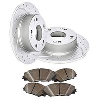 Rear Premium Geomet rust protected Drilled and Slotted Brake Rotors and severe Duty Metallic Pads MAXE5524MDS | Fits: Q7 Cayenne Touareg