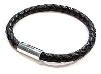 SukiUSA PRO Braided Leather Magnet Therapy Bracelet - 6mm Black