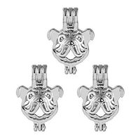 5X Silver Plated Cartoon Bulldog Pearl Cage Locket Pendant For DIY Necklace Gift Prom Woman Pretty Cute Stylish For gift Cheap Elegant Women Fashionable Womens