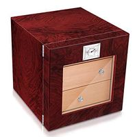 Three Layer Cigar Humidor High Gloss Cigar Box High Gloss for 90-120 Cigars, Real Solid Spanish Cedar Wood, Luxury Hygrometer and Humidifier, Desktop Humidors(90-120 Cigars)
