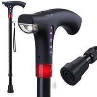 XUEME Intelligent Cane Multifunctional Radio Lighting Old Man Crutches Flashing Warning Adjustable Height 67-97cm USB Charging