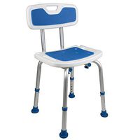 PCP Shower Chair Safety Seat, Adjustable Height, Stability Grip Traction, Medical Grade Senior Living Spa Aid, Mobility Recovery Support, White/Blue