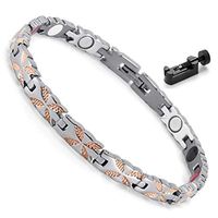 Extra Germanium Strength Magnetic&Negative-ions Therapy Rose-Gold-Butterfly 316L Stainless Steel Bracelets for Men Health Stress Relief Wristband [Free Links Removal Tool]