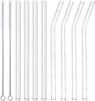 Drinking Straws, 10"X10mm, Eco-Friendly with 2 Cleaning Brushes, Re-usable Glass for Smoothies, Frozen Drinks, Milk Shakes, Healthy, Non-Toxic, BPA Free