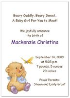 Oh My! with Purple Booties Birth Announcements - Set of 20
