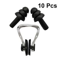 BESPORTBLE 10PCS Swimming Earplugs and Nose Clips Set Waterproof Nasal Splint Sets for Swim