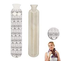 HJHY@ Extra Long Warmer Hot Water Bottle Housewares Insulation Knitted Covers Hot Water Bag Classic Natural Rubber Camping Reusable Hot Water Pack, for Pain Relief,Christmas PresentD