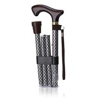 YULAN Pattern Black Walker Cane Aluminum Alloy Folding Telescopic Adjustable Non-Slip Single Foot Old