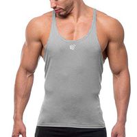 Men's Crewneck Gym Shirts Bodybuilding Sport Sleeveless Training Performance Workout Tank Top Traceless Undershirts Gray