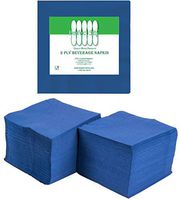Perfectware 2 Ply Navy Blue-200 Navy Blue Beverage Napkin Package of 200ct- 2-Ply, 2.5" Height, 5" Width, 10" Length (Pack of 200)
